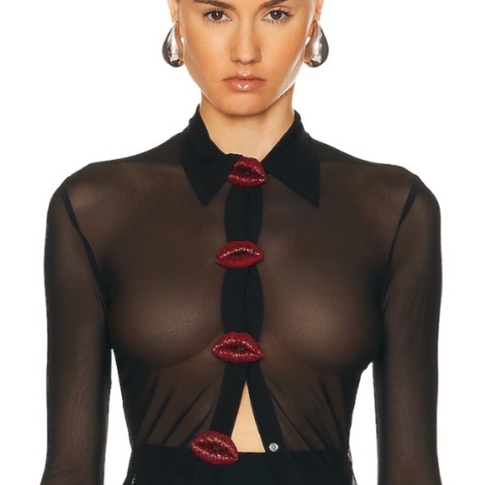 David Koma Crystal Lip Shirt 👄